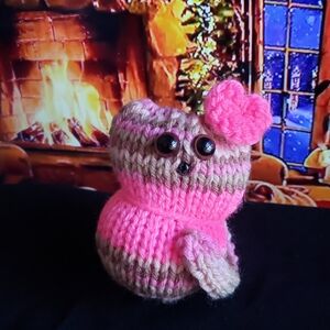 Cute handmade pink camo knit tiny kitty